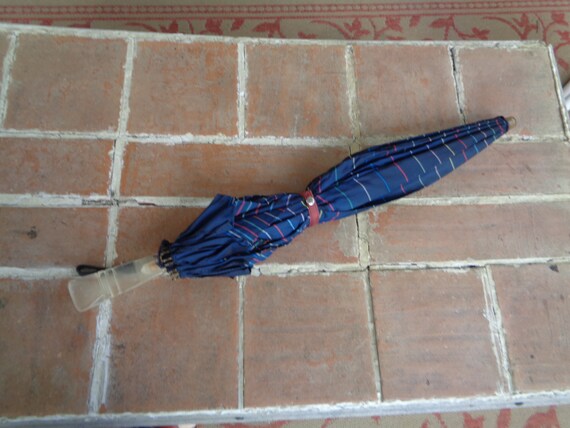 vintage umbrella parasol lucite handle striped re… - image 6