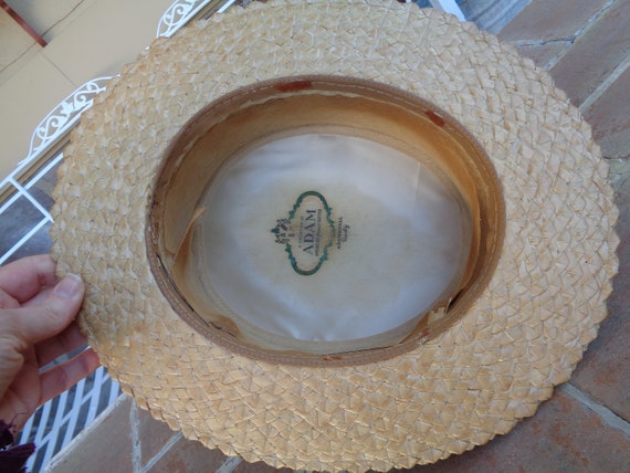 Antique men's straw boater hat 1920's Adam millin… - image 4