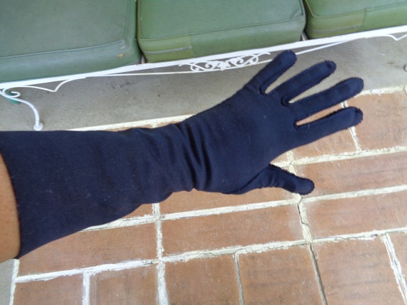 Vintage women's gloves Shalimar size 6.5 blue acc… - image 1