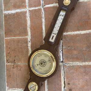Vintage barometer Springfield weather station 1970&#39;s banjo style wall hanging