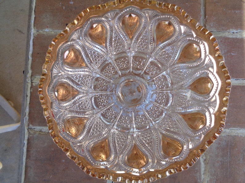 Antique Compote Loops Drops EAPG Bowl Pedestal Gold New Jersey Etsy