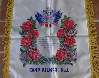 Vintage pillow case  souvenir Camp Kilmer NJ Mother 1940's WW11 Army military