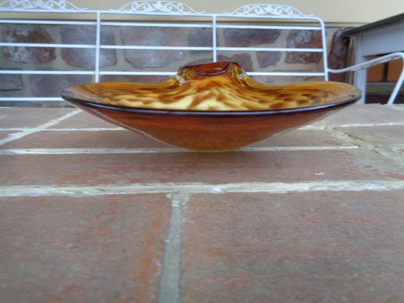 vintage ash tray glass yellow retro Murano venetian gold Mid century MOD large zdjęcie 2