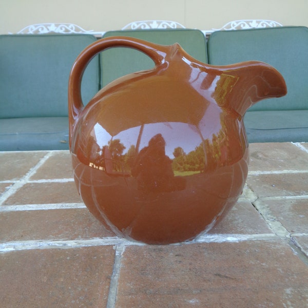 Vintage Gala water pitcher Shenango China brown early kitsch retro decorative