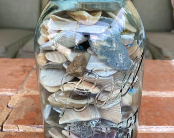 Vintage mason jar Ball sea shells decorative beach house nautical ocean collectible primitive farm