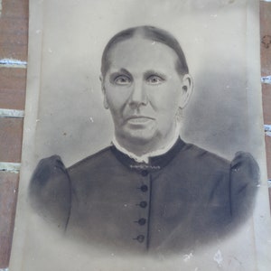 Antique Photograph original women Victorian gothic Halloween spooky Creepy portrait 20&quot; x 16&quot; paranormal
