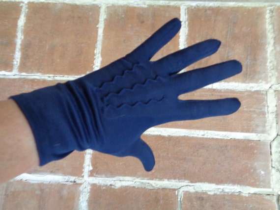 Vintage women's gloves size 7 blue navy formal pr… - image 1