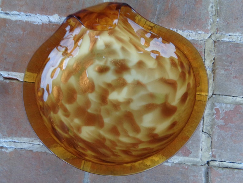 vintage ash tray glass yellow retro Murano venetian gold Mid century MOD large zdjęcie 4