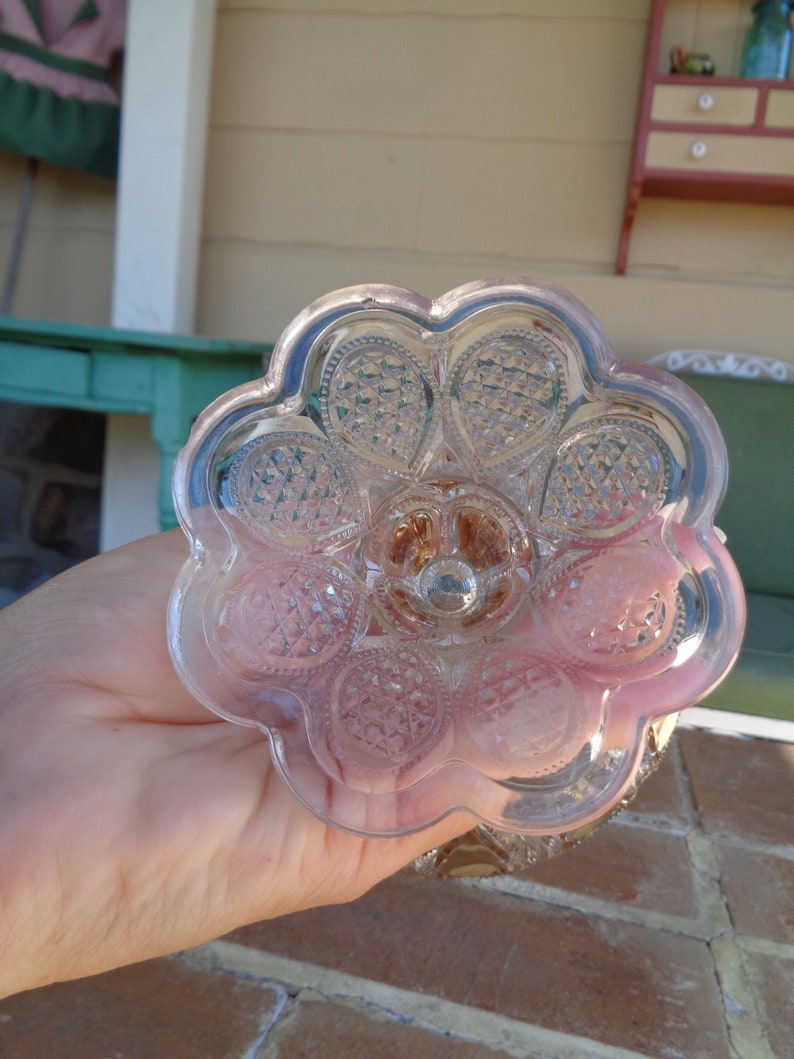 Antique Compote Loops Drops EAPG Bowl Pedestal Gold New Jersey Etsy