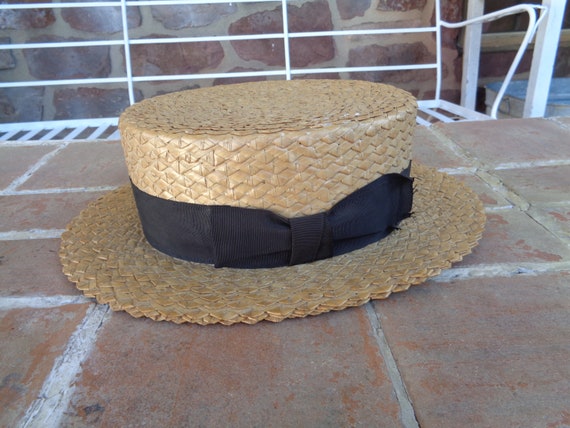 Antique men's straw boater hat 1920's Adam millin… - image 2