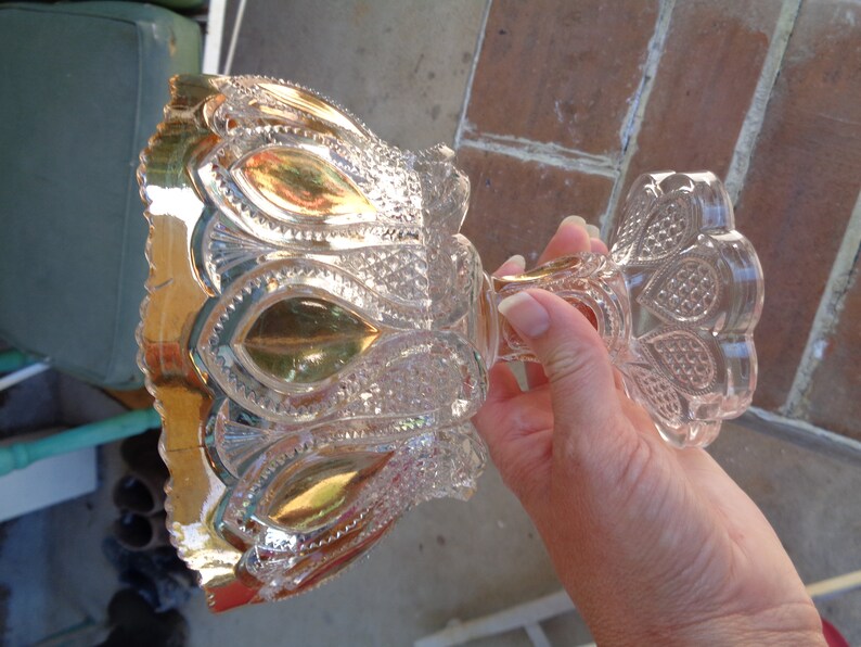 Antique Compote Loops Drops EAPG Bowl Pedestal Gold New Jersey Etsy