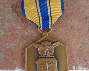Vintage Bronze medal badge WW11 military Merit ribbon 1940's militaria original