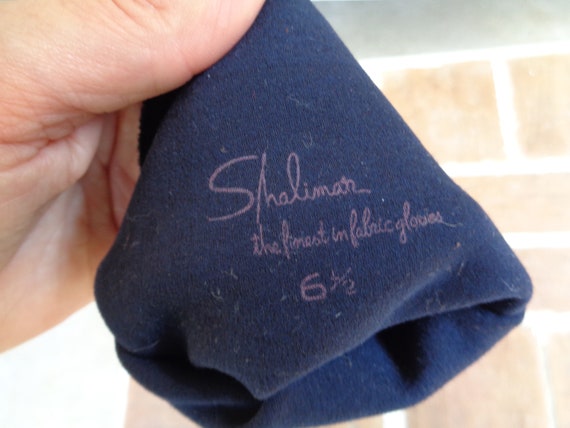 Vintage women's gloves Shalimar size 6.5 blue acc… - image 4
