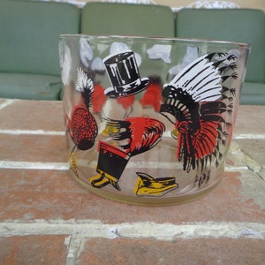 Vintage glazen ijsemmer Hazel Atlas HOEDEN retro midcentury Mod Glassware hoedenzaak kitsch bowl