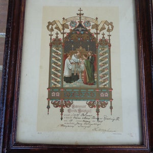 Antieke ingelijste geboorteakte Reading Pennsylvania 1909 Pools decoratief vroeg Polen Oost-Europees religieus jaren 1900