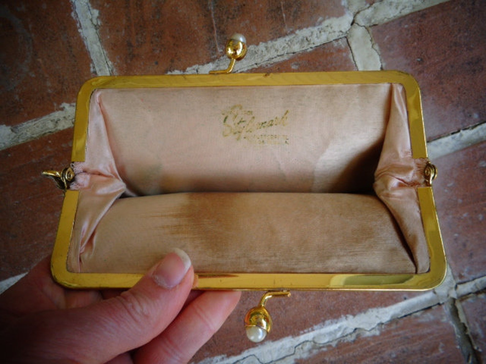 Vintage 1950s Gold Stripe Clutch Bag