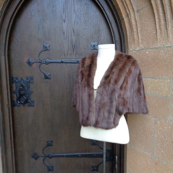 vintage genuine fur cape bolero stole wrap squirrel 1940's women's accessories winter