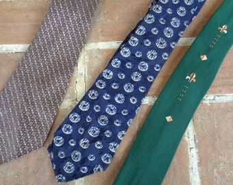 Lot of 3, vintage men's neck ties Beau Brummell Whitner accessories formal 1950-60's