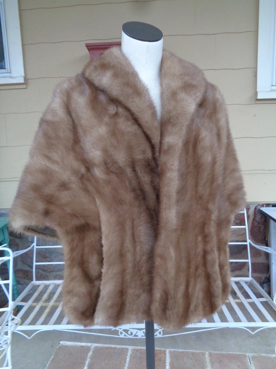 Vintage women's genuine mink fur stole wrap honey… - image 3