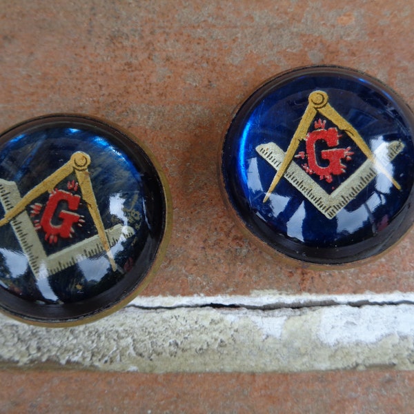 Lot of 2, Antique Bridle Rosette horse adornments equine Masons Masonic blue equestrian collectibles RARE knights templar freemason