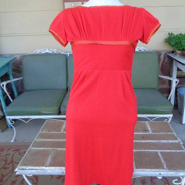 vintage women's dress 1960's original clothing red MOD Go Go retro textiles