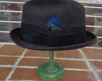 vintage men's hat derby fedora bolero Alexander  7 1/8  Hipster millinery 1940's accessories