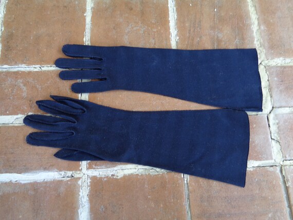 Vintage women's gloves Shalimar size 6.5 blue acc… - image 2