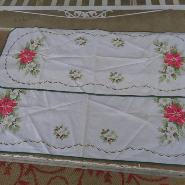 Vintage Nagel Piepmats West Germany runners Christmas linens Holly home decor