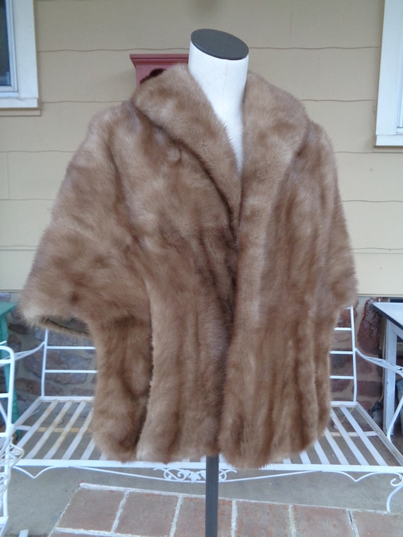 Vintage women's genuine mink fur stole wrap honey… - image 1