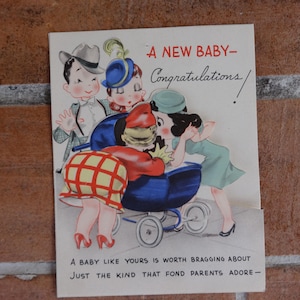 carte de voeux originale Vintage bébé Félicitations 1940 ' s collection Sepia rétro