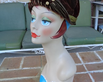 Antique vintage women's hat Edwardian 1910's art deco 1920's toque millinery original velvet