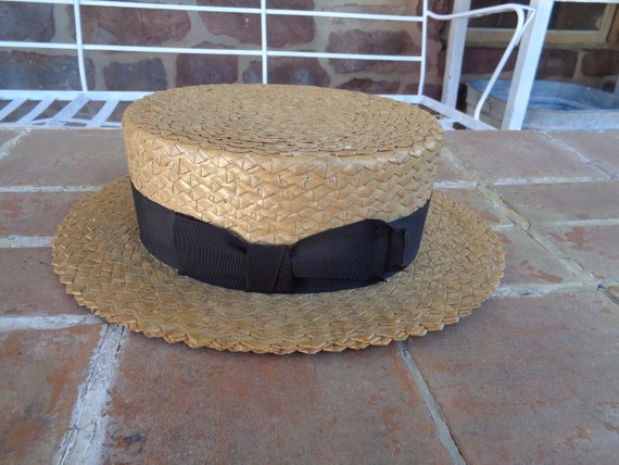 Antique men's straw boater hat 1920's Adam millin… - image 7