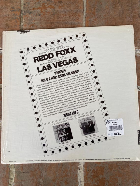 Vintage Vinyl Record Redd Foxx Album 1960's Live Las Vegas Adult