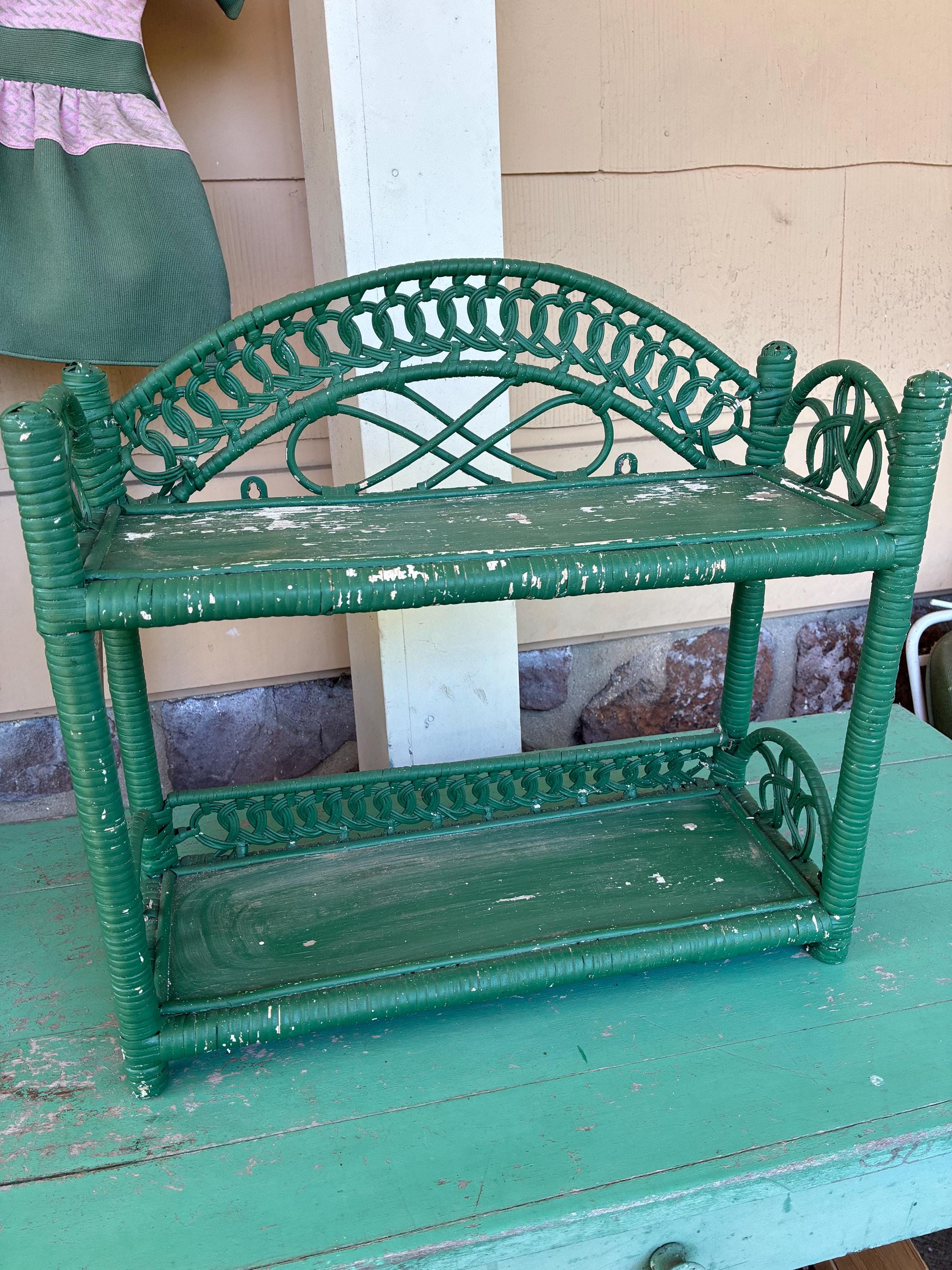 Vintage Wicker Corner Shelf - Etsy