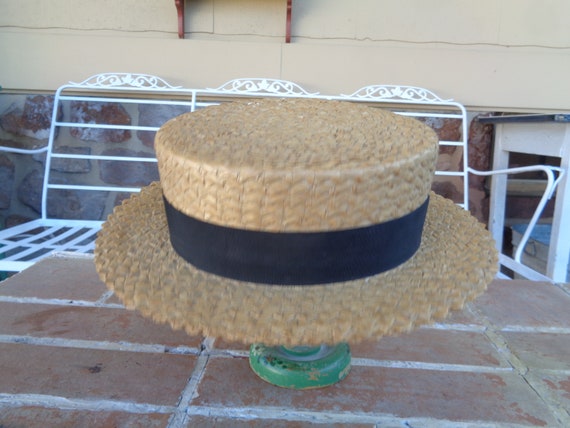 Antique men's straw boater hat 1920's Adam millin… - image 3