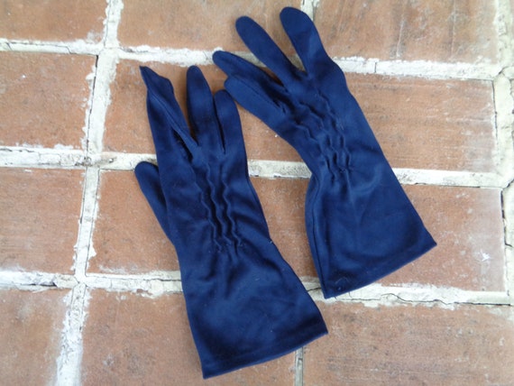 Vintage women's gloves size 7 blue navy formal pr… - image 3