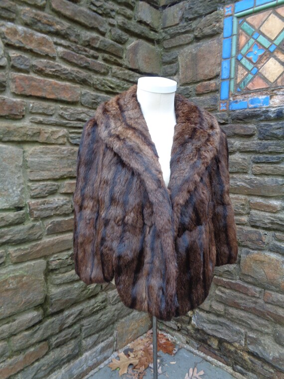 vintage womens genuine fur squirrel capelet cape w