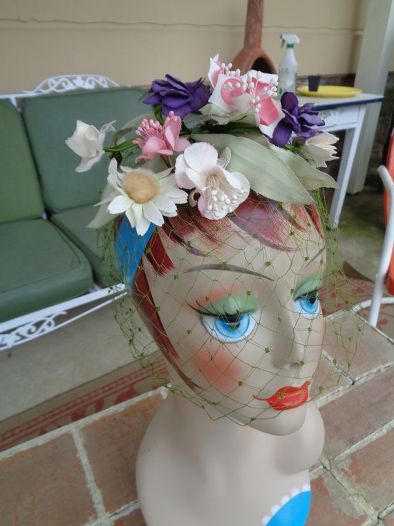 Vintage women's whimsy hat flowers floral milliner