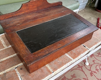 Antique writers desk South Paris Maine wooden 1800's Mfg. sloped  victorian clerks