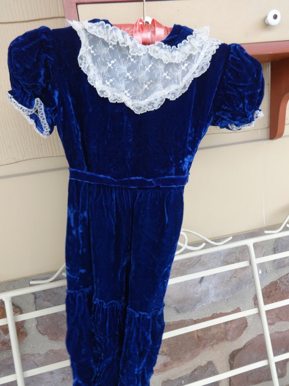 Navy velvet girls dress top