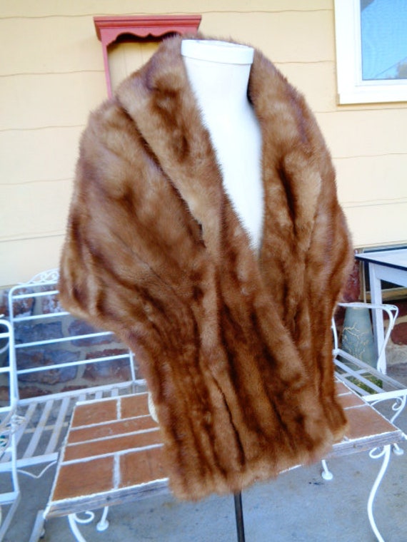 vintage genuine mink fur stole wrap jacket 1940-50