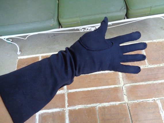 Vintage women's gloves Shalimar size 6.5 blue acc… - image 5