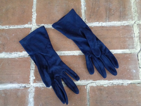 Vintage women's gloves size 7 blue navy formal pr… - image 4
