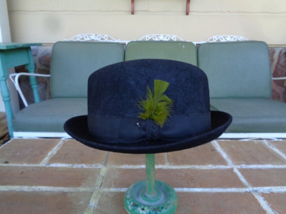 Chapeau Toque En Velours Violet Vintage - Laine, Taille Unique, Femme, Occasion En Bon état !
