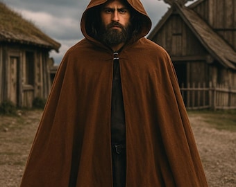 Medieval Hooded Cape – Polyester Viking LARP Cloak, Cosplay Costume