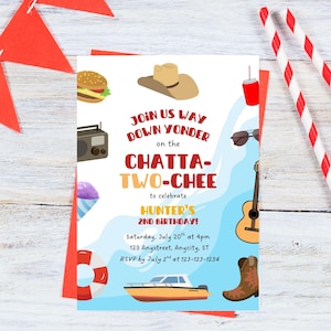 ChattaTwoChee 2nd Birthday Invitation, Editable Canva Template, 5"x7"