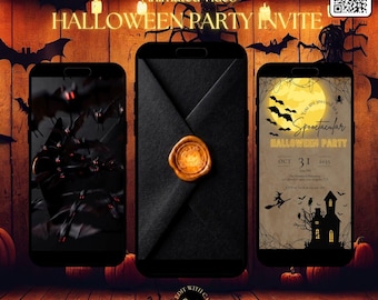Animated Halloween Video Invitation Canva Template, Spooky Digital Halloween Party Invite, Editable WhatsApp Video Card, Spooktacular