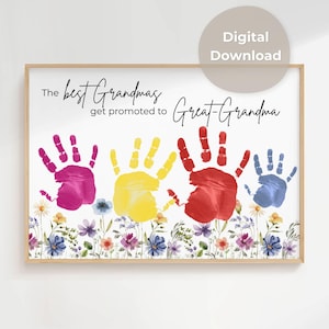Great-Grandma Handprint Art Gift | Best Grandmas get promoted to Great-Grandma | Personalized Great Grandmother Keepsake | Digital Download