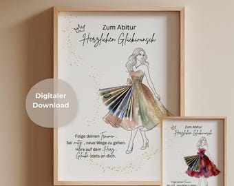 Money gift for girls graduating from high school, graduation poster gift idea, DIY money gift card, congratulations on graduating from high school, digital download in 2 colors