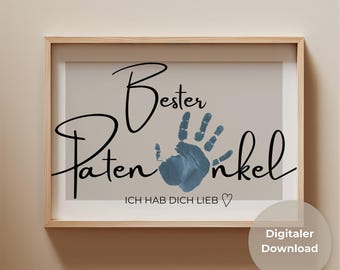 Het beste cadeau voor je peetvader: handafdrukposter, zelfgemaakt cadeau van je petekind, knutselen met baby of peuter, verjaardagscadeau voor oom (downloadbaar)